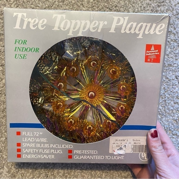 Vintage Gold Wire Tree Topper Shiny Bright Star Kitschy Light Up Christmas - Picture 2 of 4